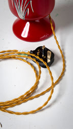 crown devon ceramic table lamp with contemporary gold cord and lamp holder details