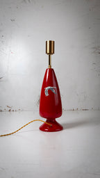 vintage crown devon ceramic table lamp with gold | brass lamp holder and cord