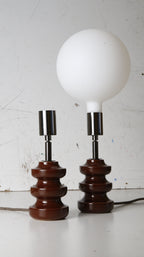 sheerlite 1960s table lamps in dark chocolate with gloss black lamp holder and cotton cable