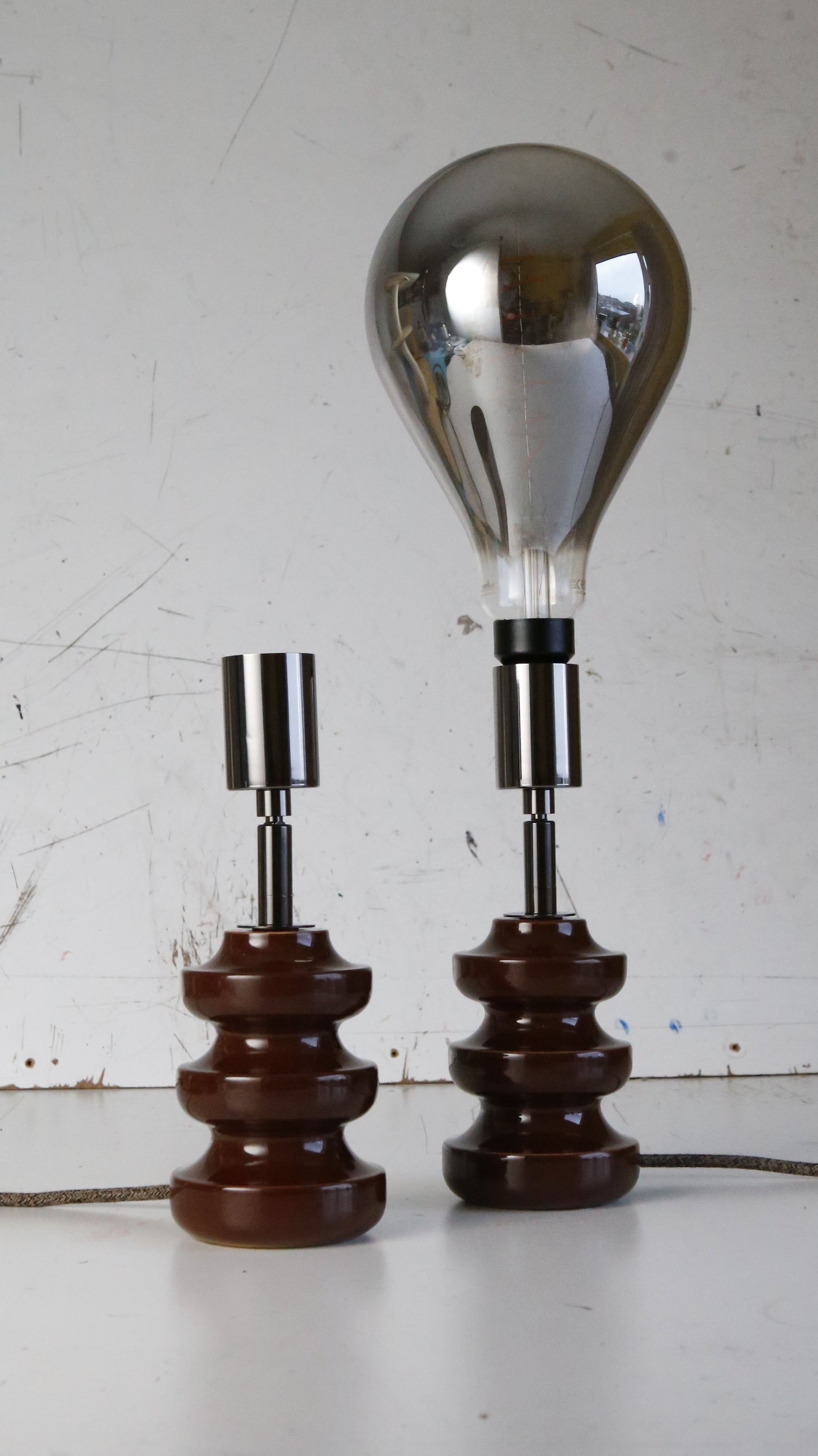 sheerlite 1960s lamp with large smokey bulb