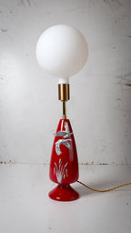 crown devon ceramic table lamp with white porcelain globe bulb on a white industrial backgrounding 