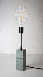 Gorgeously heavy solid slate / stone base reimagined with a 6 inch extension and matt black lamp holder & black cotton cable