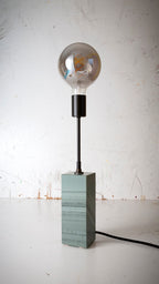 Gorgeously heavy solid slate / stone base reimagined with a 6 inch extension and matt black lamp holder & black cotton cable