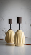 Pair of Mid Century ceramic Table Lamps in cream - Restored | Reimagined Lighting UK