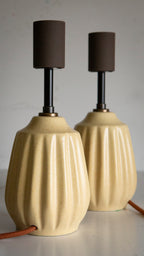 Pair of Mid Century ceramic Table Lamps in cream - Restored | Reimagined Lighting UK