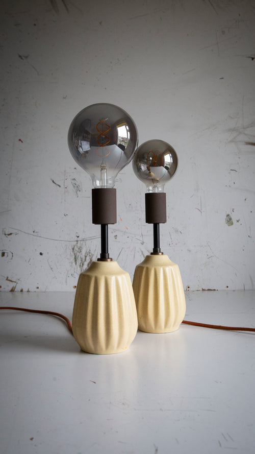 Pair of Mid Century ceramic Table Lamps in cream - Restored | Reimagined Lighting UK