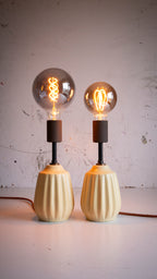 Pair of Mid Century ceramic Table Lamps in cream - Restored | Reimagined Lighting UK